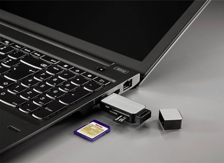 Actual product image Hama USB 3.0 SD/microSD card reader, silver (USB 3.0)