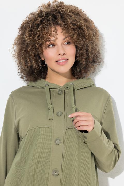 Produktbild Ulla Popken Sweatjacke, Waffelpiqué, Kapuze, Langarm (50, 52)
