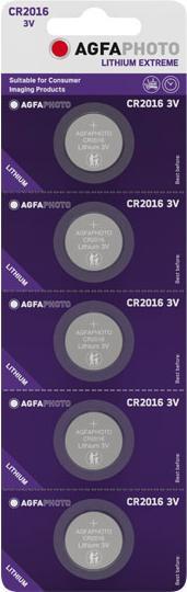 Actual product image AGFAPHOTO Button cell CR 2016 Lithium 3 V 5 pcs. (5 pcs., CR2016)