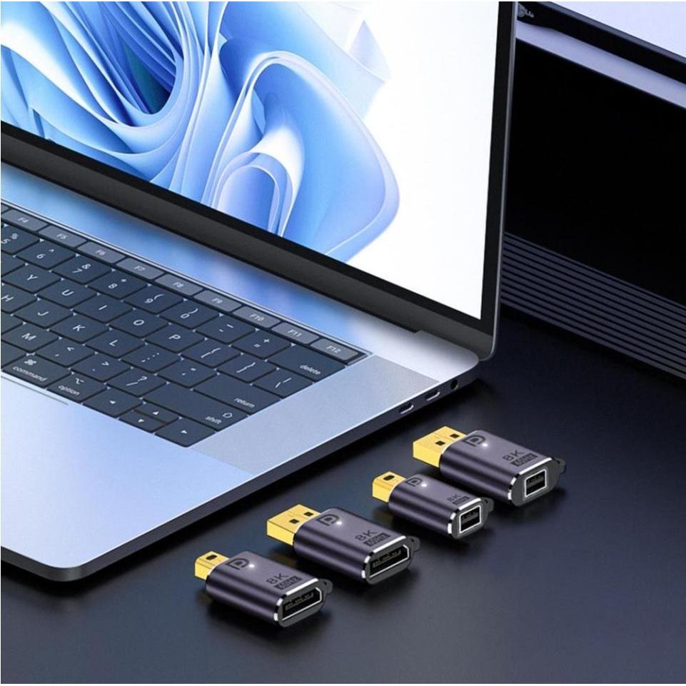 Thumbnail - PowerGuard DisplayPort Short Extension 8K 60Hz DP Connector, Data + Video Adapter, Grau