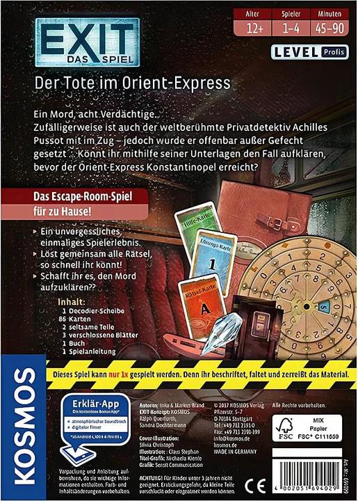 Actual product image Kosmos Exit - The Dead Man on the Orient Express (German, 1 - 4 Players)