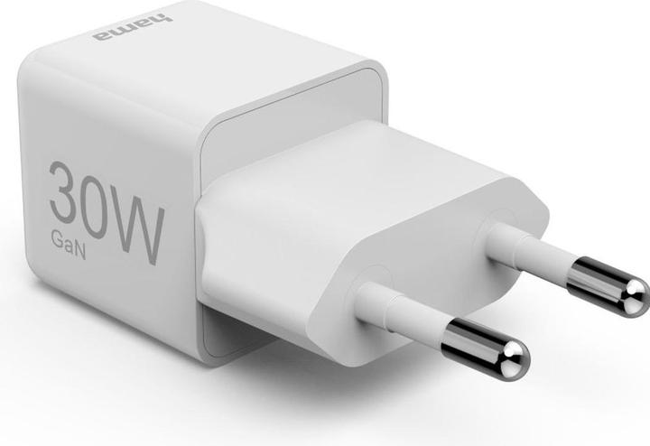 Image du produit Hama Chargeur rapide, USB-C, PD/QC/GaN, super-mini-chargeur, 30 W, blanc (30 W, 1 portion)