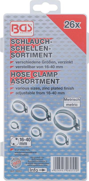 Produktbild BGS Schlauchklemmen-Sortiment Ø 16 - 40 mm 26-tlg. (26 Stk.)