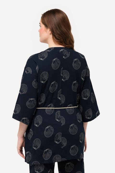 Image du produit Ulla Popken Kimono en coton bio avec broderie, col V et manches 3/4 (50, 52)