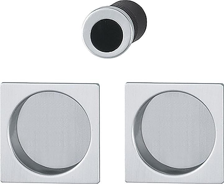 Hoppe Schiebetürmuschel Set 4921 - BL,eckige Rosette, Aluminium verchromt matt