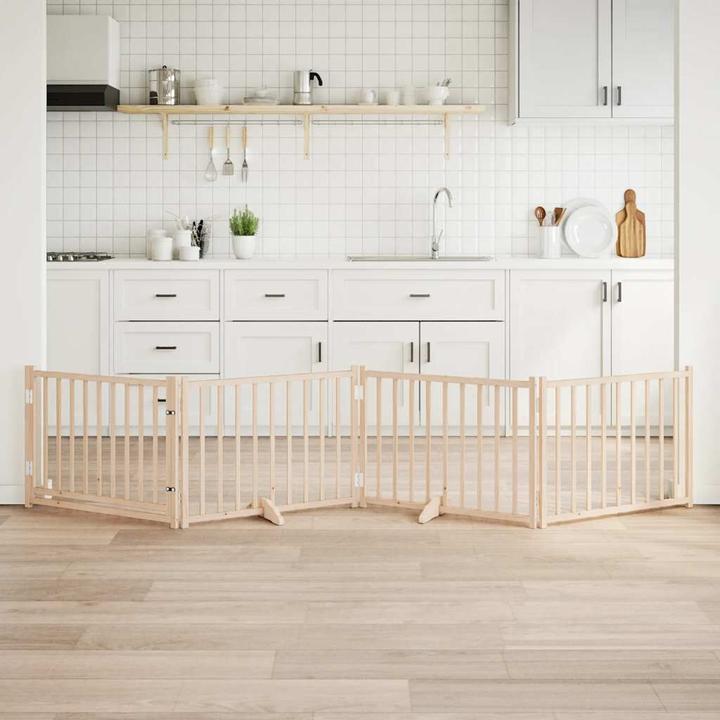 Actual product image vidaXL Hundetor mit Tür Faltbar Hundegitter Schutzgitter 4-tlg. Massivholz Tanne (30 cm)