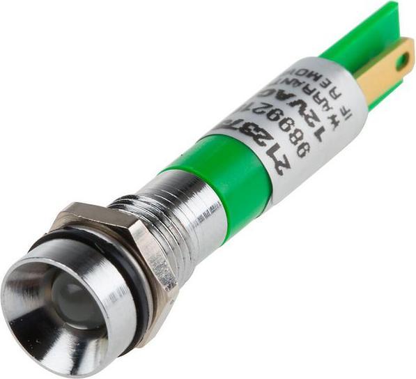 Produktbild RS PRO LED grün 12Vac/dc 8mm chrome innen