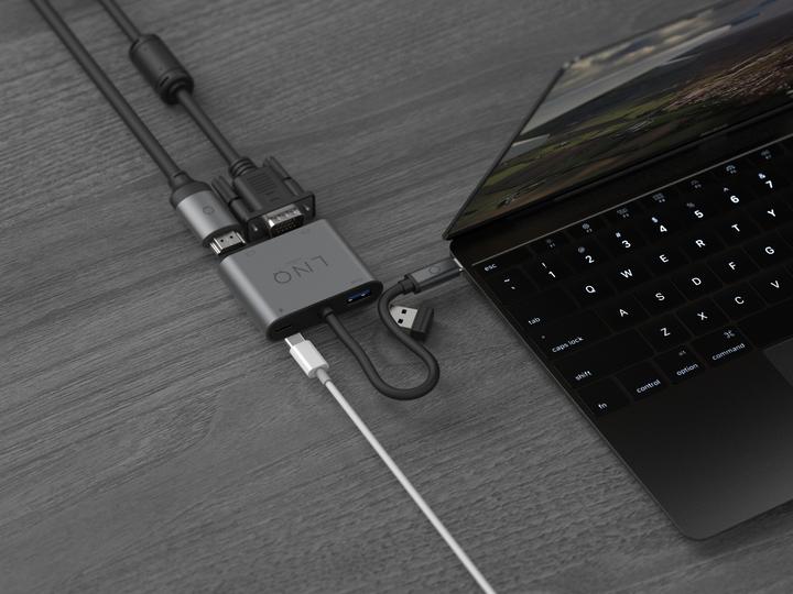 Actual product image LINQ Connects USB-C -> 1x HDMI, 1x VGA, 1x USB-C, 1x USB-A LQ48001 grey (USB-C, 3 ports)