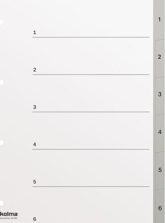 Produktbild Kolma Register A4 strong 1-6 6-teilig grau