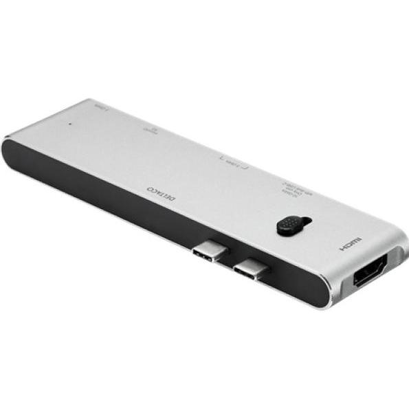 Thumbnail - Deltaco USB-C Dockingsstation USBC-HDMI21 2xUSB-C,2xUSB-A,(mic)SD,HDMI (USB-C, 7 Ports), Dockingstation + USB Hub, Schwa...
