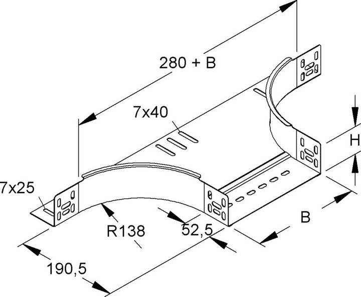 Actual product image Niedax NIE RTA 60.300 E3 add-on T-piece 60x302mm w.unperforated side rails (6 cm)