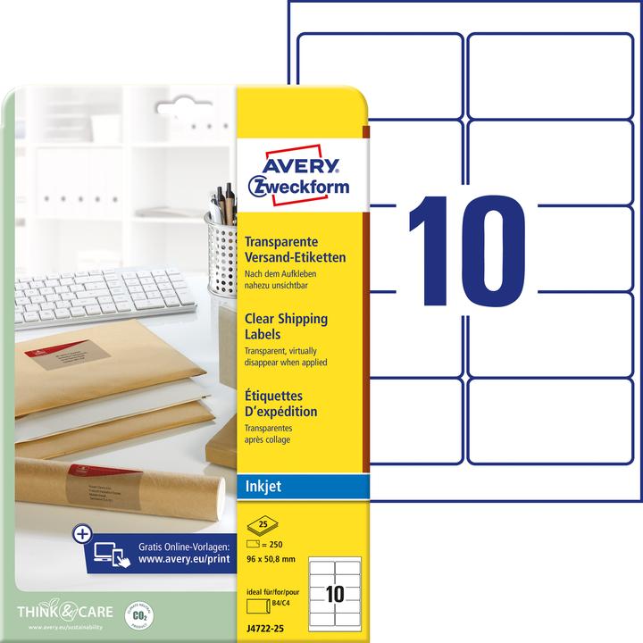 Produktbild Avery Versandetiketten transparent
