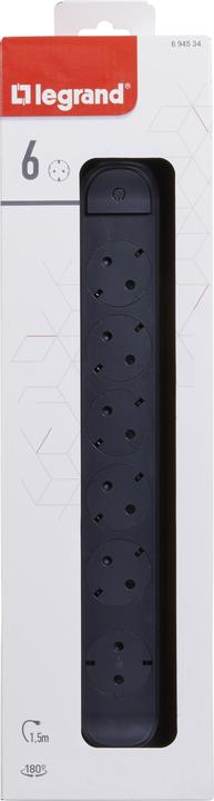 Actual product image Legrand Rotating power strip 6x socket, 1.5m cable Black 694534 (6 x, CEE 32/5, 1.50 m)