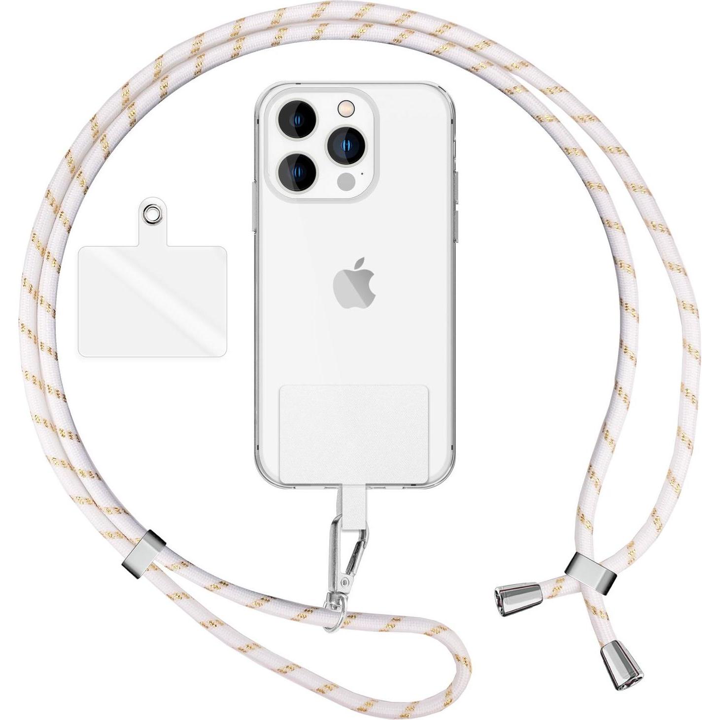 Nalia Universal Handykette zum Umhängen mit Pad, Handykette, Weiss