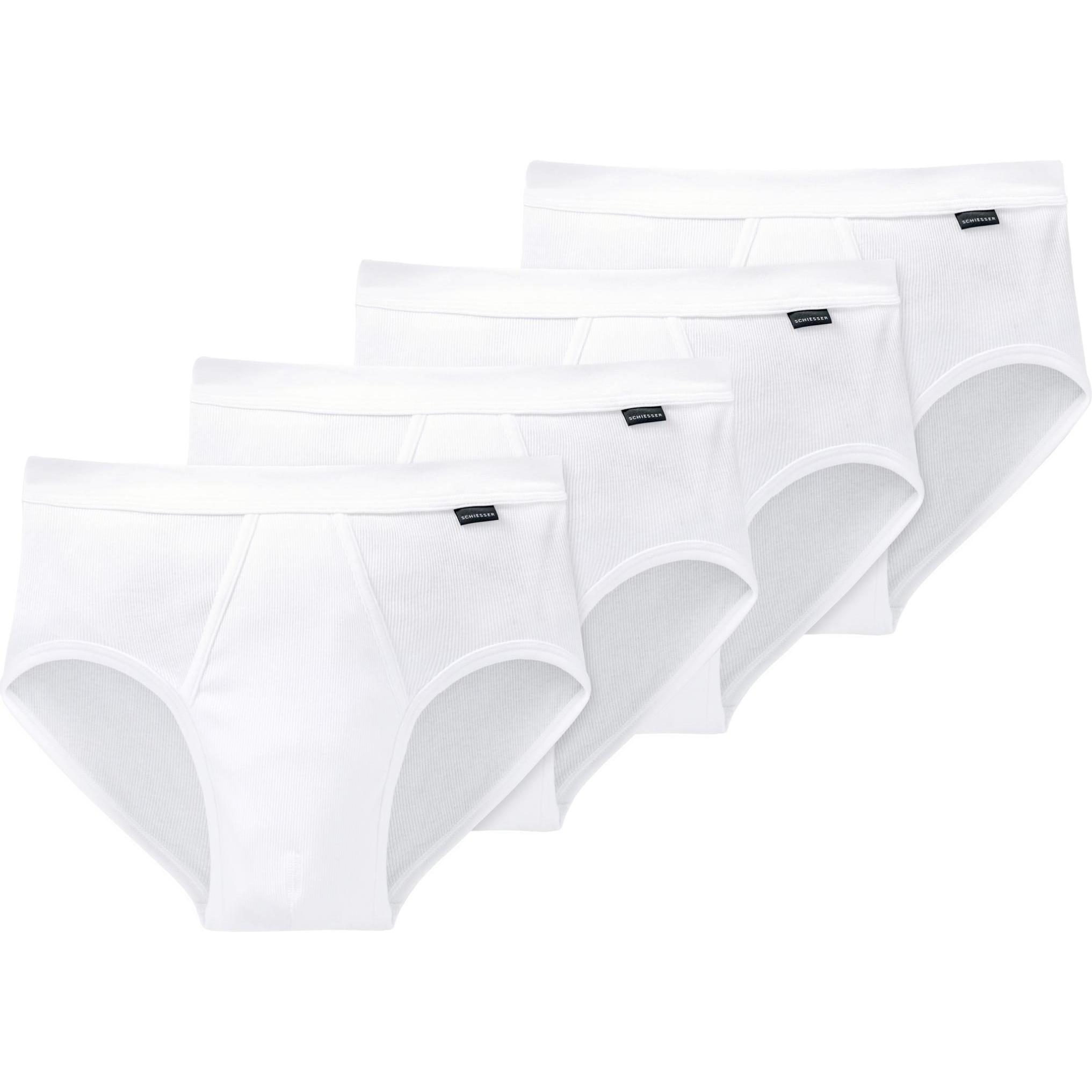 Schiesser, Herren, Unterhosen, 4er Pack Cotton Essentials Doppelripp Sportslip, Weiss, (3XL, 4er Pack)