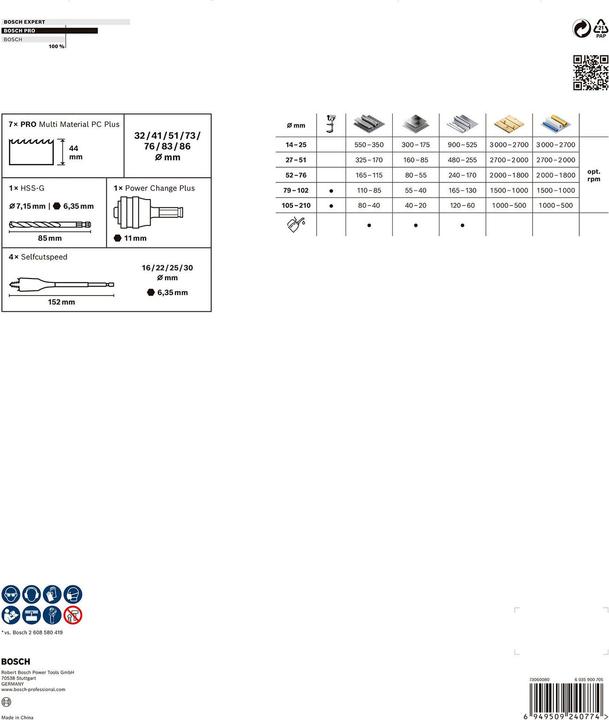 Produktbild Bosch Professional Zubehör PRO Multi Material PC Plus Lochsägen-Set, 13-tlg. (32 mm, 41 mm, 51 mm, 73 mm, 76 mm, 83 mm, 86 mm)
