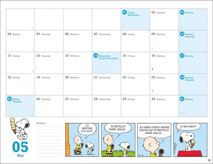Produktbild Peanuts Monatsplaner 2026 (44 x 34 cm, Harter Einband, Deutsch)