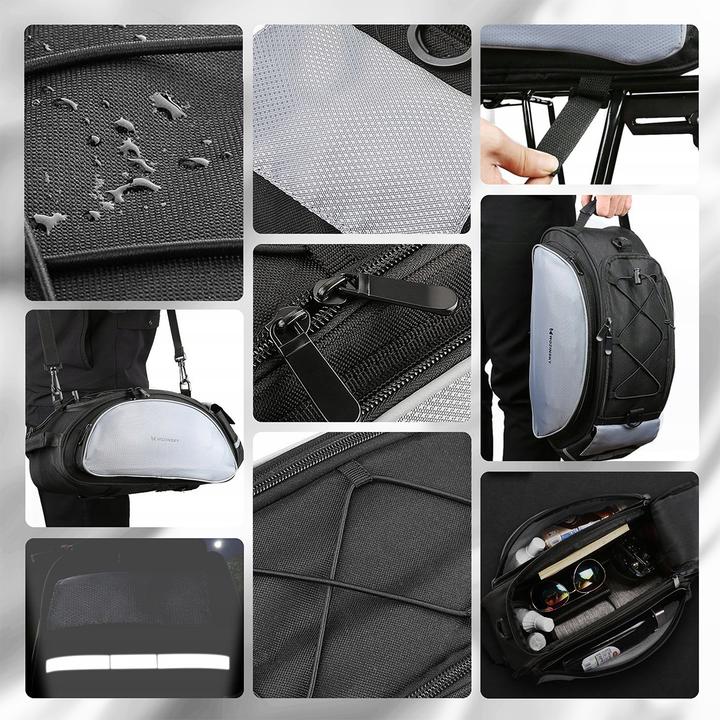Produktbild Wozinsky bike carrier bag with shoulder strap 13l black (WBB1BK) (13 l, Gepäckträgertasche)