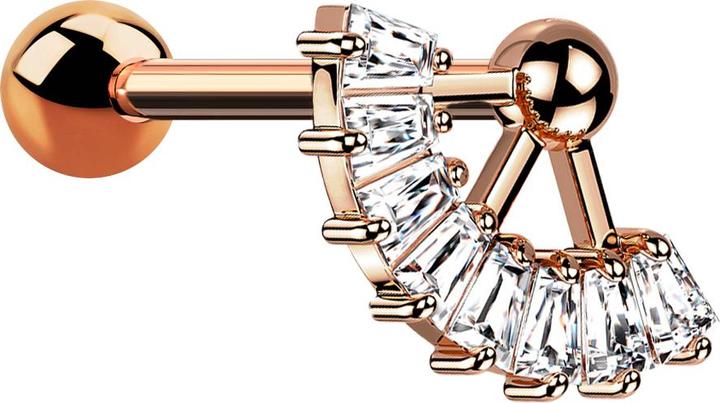 Produktbild Star Piercing Micro Barbell rosegold mit Kugel und Kugel Fächer Kristalle (Messing, Chirurgenstahl 316L)