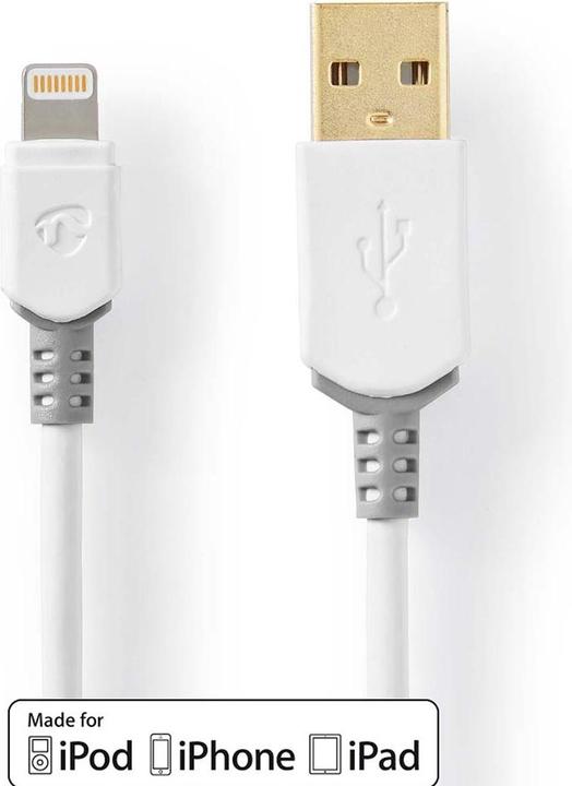 Produktbild Nedis USB-Kabel - USB 2.0 - Apple Lightning 8-Pin - A Stecker - 480 Mbps - 12 W - Vergoldet - 2 m (2 m, USB 2.0, 12 W)