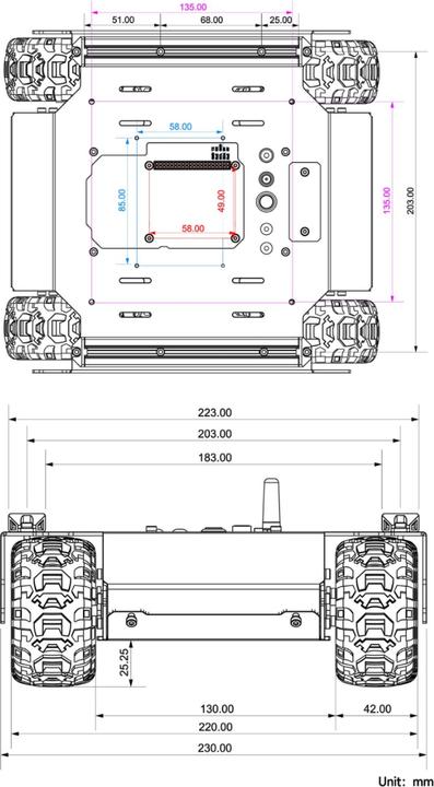 Produktbild WaveShare Offroad 6x4 UGV 4WD AI Roboter für Raspberry Pi