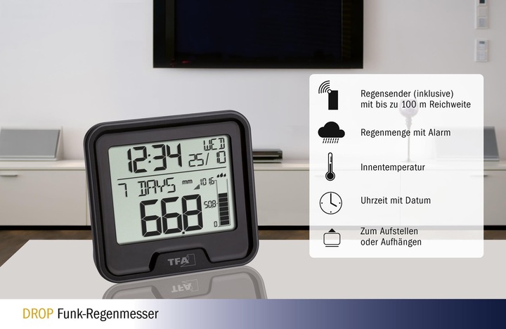Image du produit TFA Pluviomètre radio à goutte