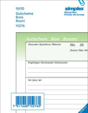 Produktbild Simplex Gutscheine 3-sprachig D/F/I (100x)