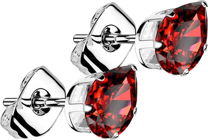 Immagine prodotto Star Piercing Orecchini a perno in argento con goccia di cristallo rosso (Acciaio chirurgico 316L, senza ottone)