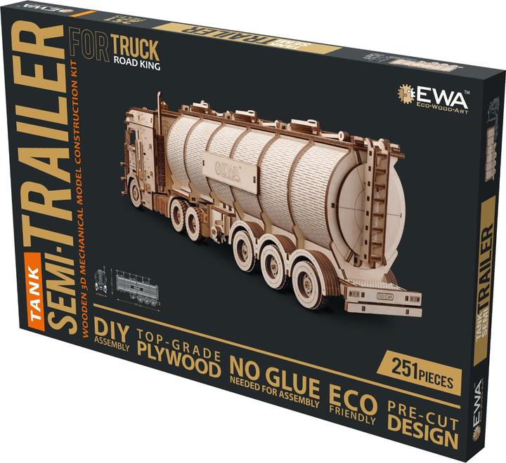 Actual product image Eco Wood Art Mechanical 3D wooden-puzzle -Tank Semi-Trailer for Truck Road King