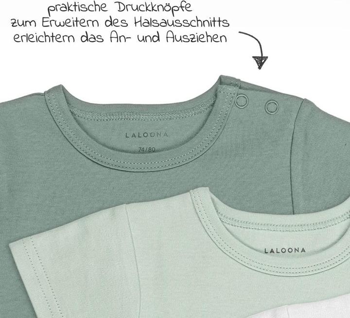 Produktbild La Loona LaLoona Baby-Bodys & Wickelbodys Baby Body Kurzarm OEKO-TEX® 6er Pack - Salbeigrün Grau (74, 80)