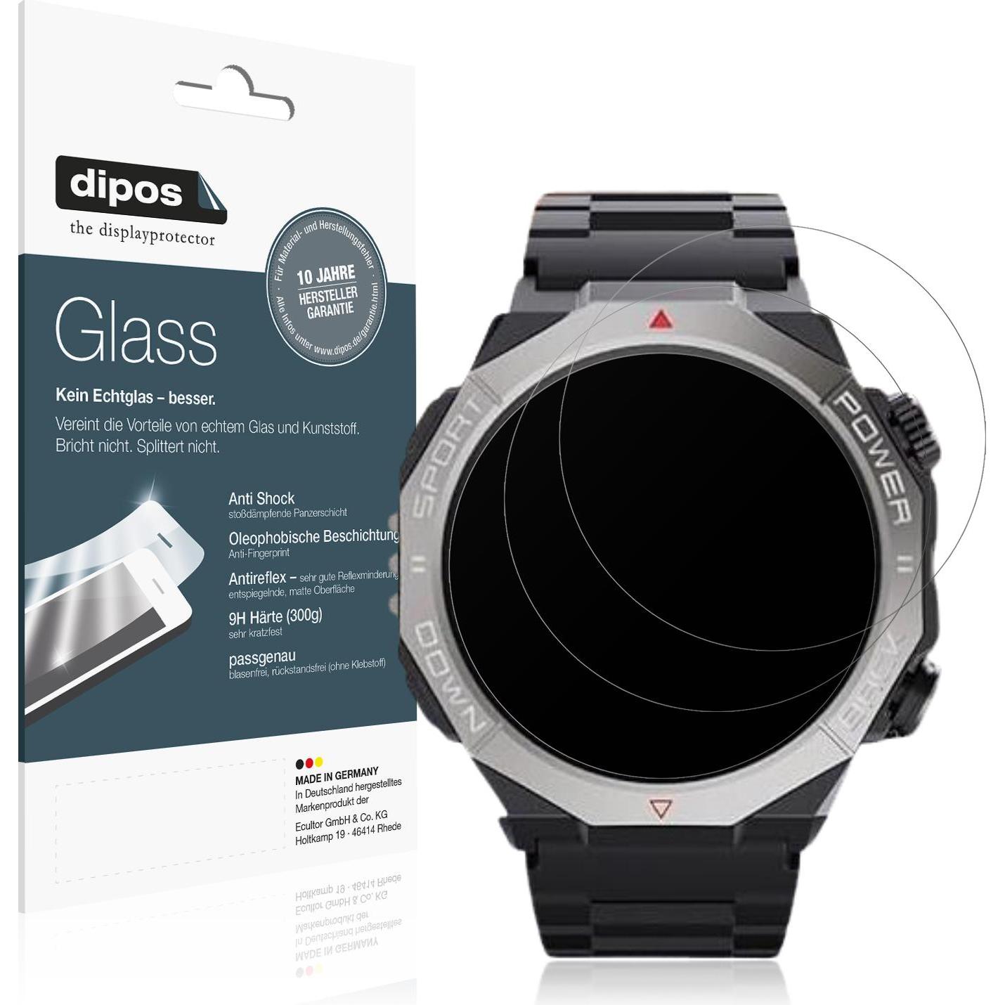 Dipos Anti-Shock Displayschutz Matt 9H, Smartwatch Schutzfolie, Transparent