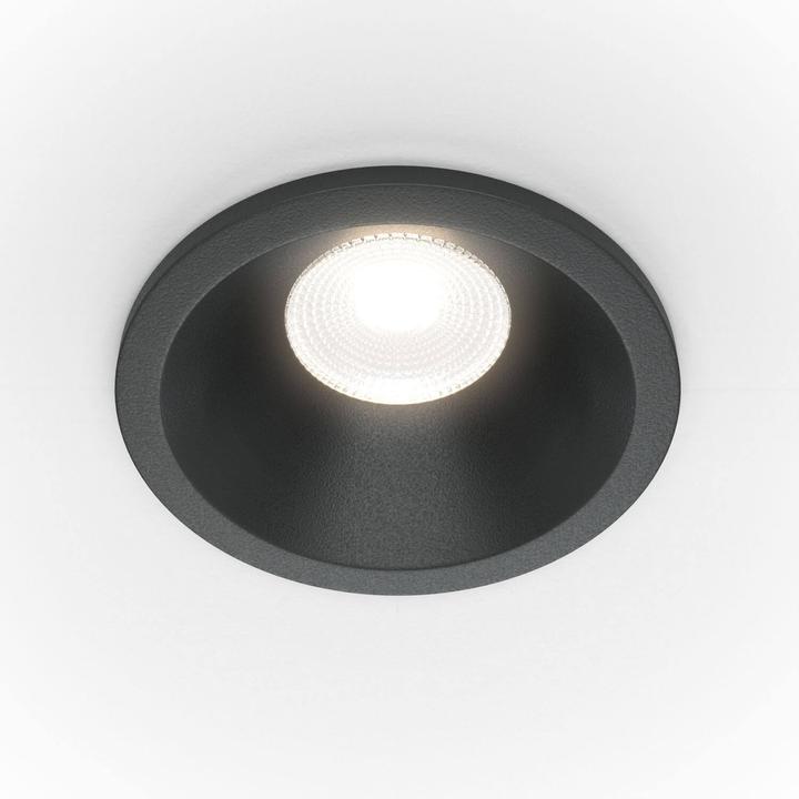 Actual product image Maytoni Zoom LED downlight, recessed light 6W dimmable black IP65 90Ra Ø6mm warm white (370 lm)