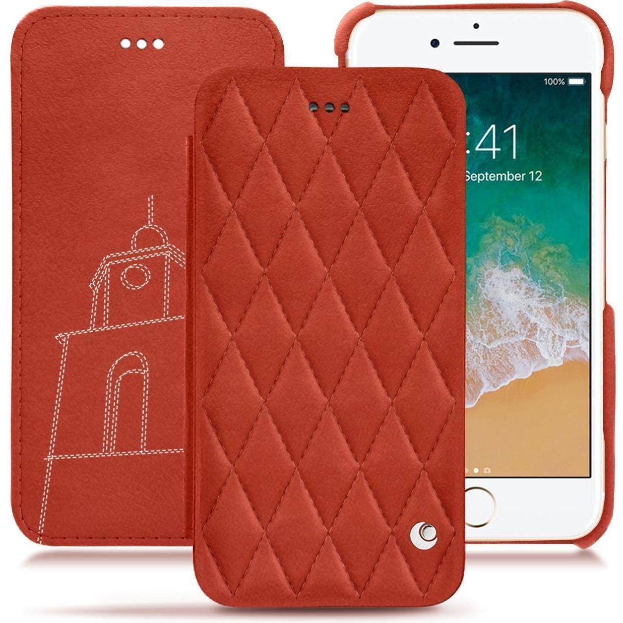 Thumbnail - Noreve Lederschutzhülle horizontal (Apple iPhone 7), Smartphone Hülle, Orange