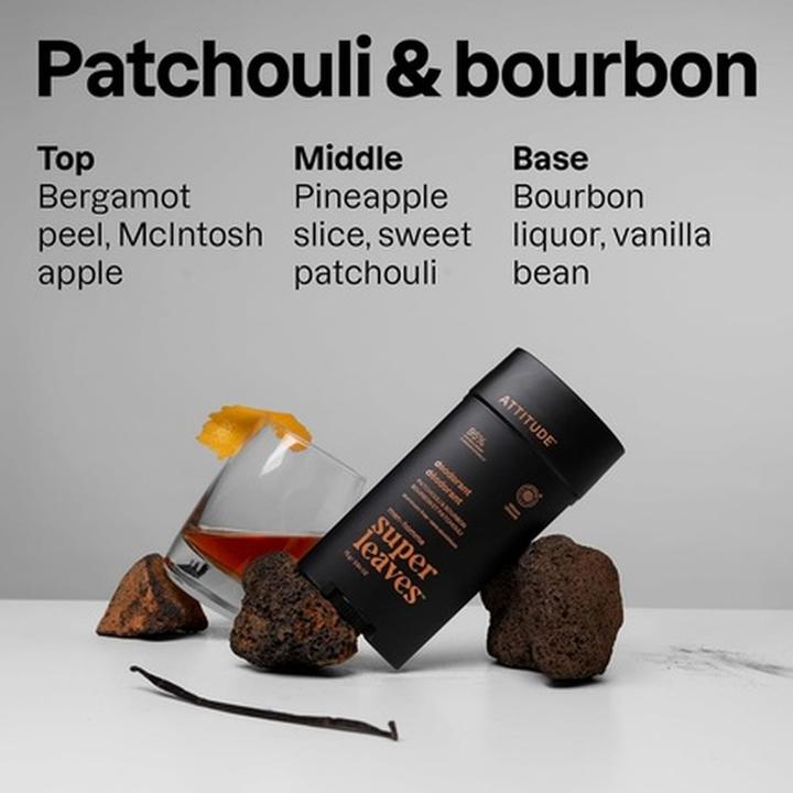 Produktbild Attitude Natürliches Herren-Deodorant Super Leaves Patchouli & Bourbon (Deodorant) 75 g (Stick, 75 g)