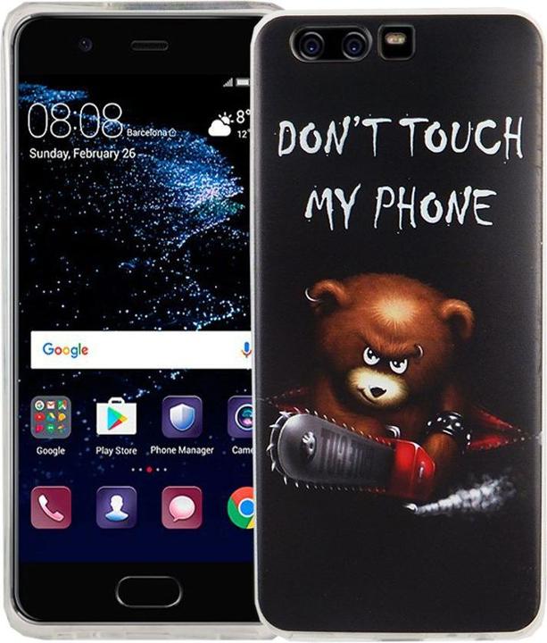 Produktbild König Design Handy Hülle für Huawei P10 Bär Dont Touch Tasche Cover Motiv Slim Case Bumper (Haier P10)