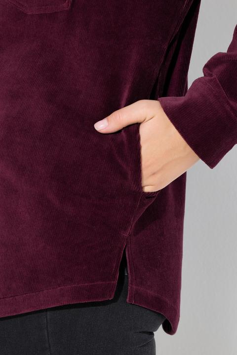 Image du produit Ulla Popken Chemise à manches longues en velours côtelé, poches et col chemise (50, 52)