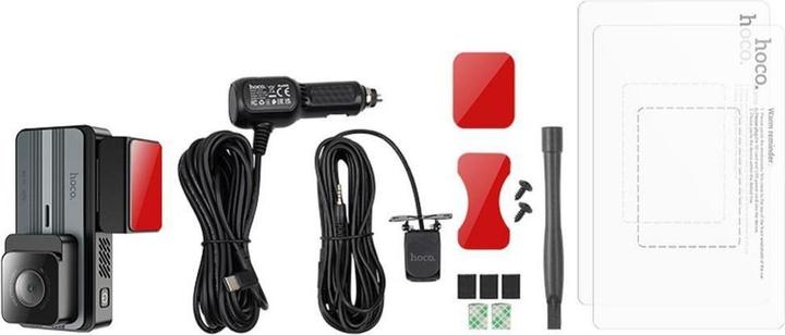 Produktbild Hoco Dash + Rear Camera DV12, 2K, Wi-Fi, GPS, 3.69inch LCD, Black (GPS-Empfänger, WLAN, 2K)