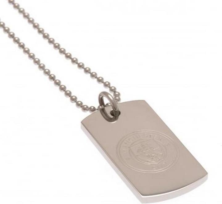 Immagine prodotto Manchester City FC Targhetta per cani incisa e catena in acciaio inossidabile (100% acciaio inossidabile)