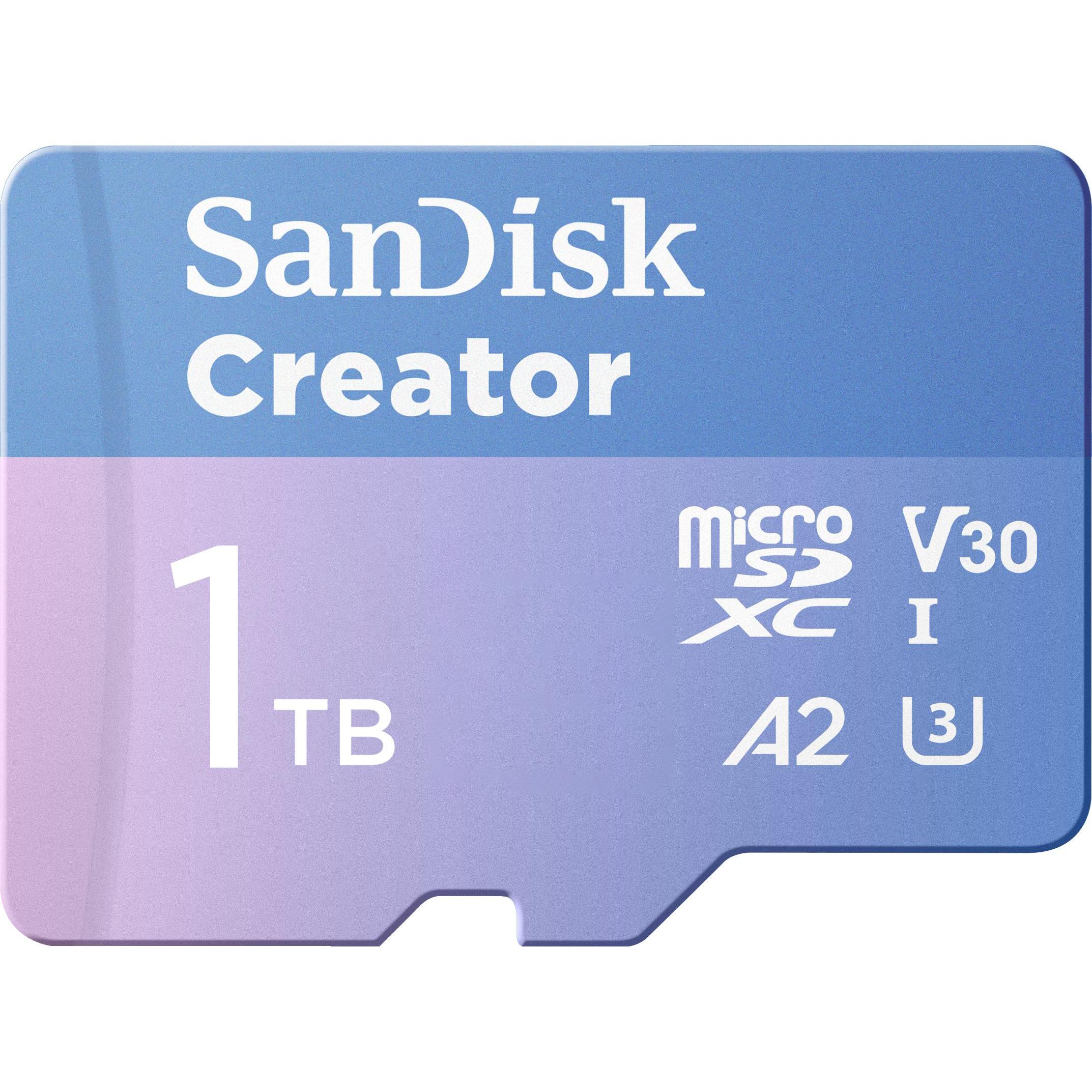 SanDisk Creator MicroSD 1TB (1000 GB, microSDXC, U3, UHS-I), Speicherkarte, Blau
