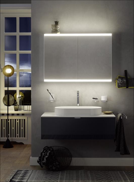 Produktbild Emco prime Facelift Lichtspiegelschrank, 600 mm, 2 Türen, mit verspiegelten Seitenwänden, Aufputzm