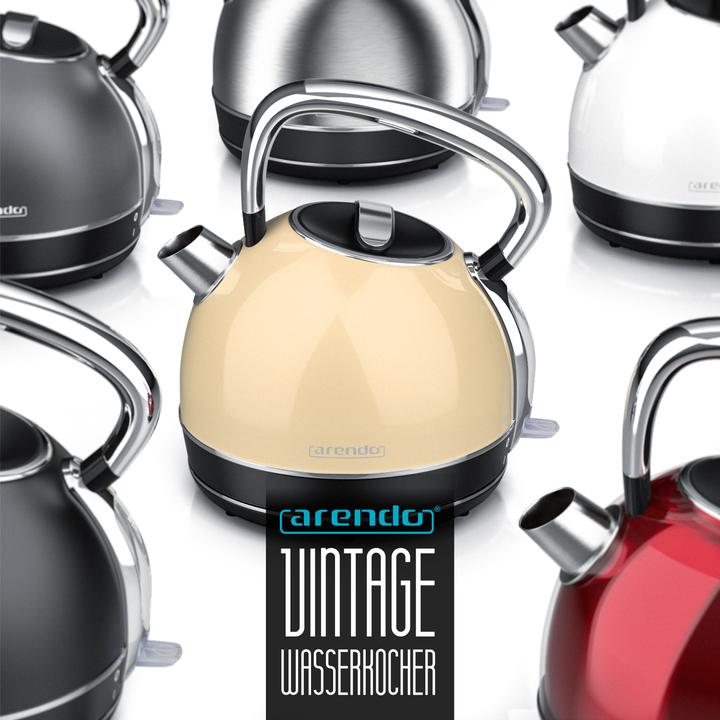 Image du produit Arendo Bouilloire 1,7 l, 2200 W, acier inoxydable, style rétro vintage, protection contre la surchauffe et (1.70 l)