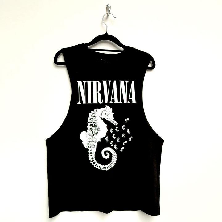 Actual product image Nirvana Seahorse & Logo Mono (Black) Vest (XXL)