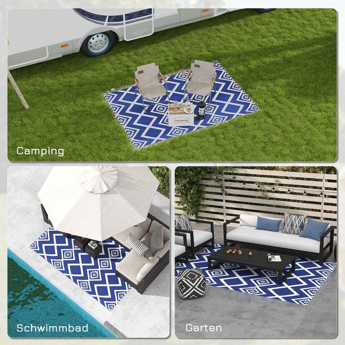 Immagine prodotto Swisshandel24 Tappeto da esterno Tappeto in plastica con borsa per il trasporto, idrorepellente, per balcone e