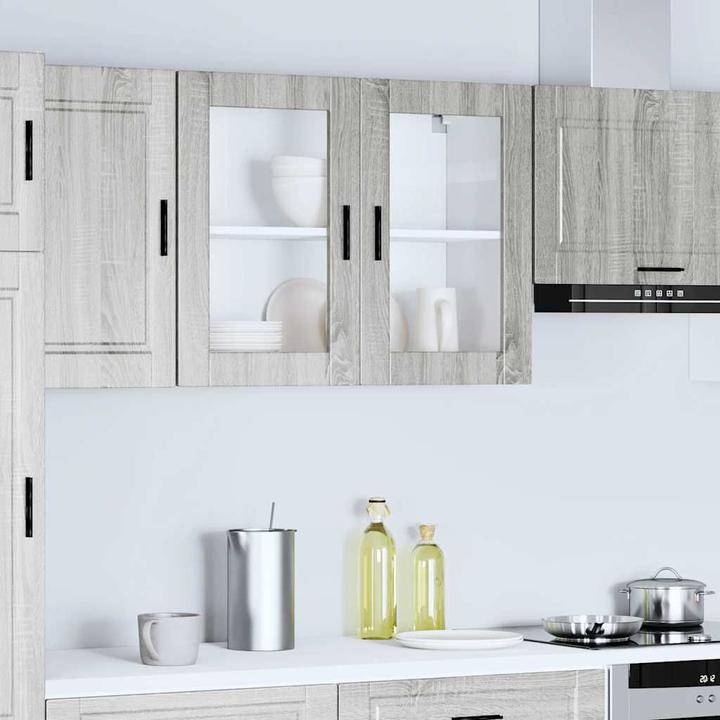 Image du produit VidaXL Armoire suspendue de cuisine avec porte en verre Porto Gris Sonoma Armoire murale de cuisine (80 x 31 x 60 cm)