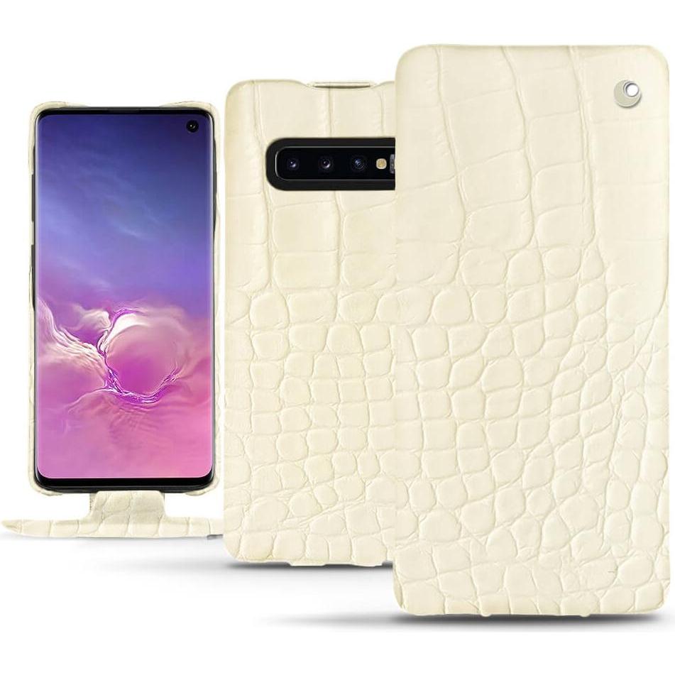 Thumbnail - Noreve Lederschutzhülle vertikal (Samsung Galaxy S10+), Smartphone Hülle, Weiss