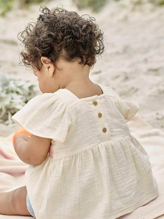 Actual product image Vertbaudet Girls' baby blouse with crochet lace (62)