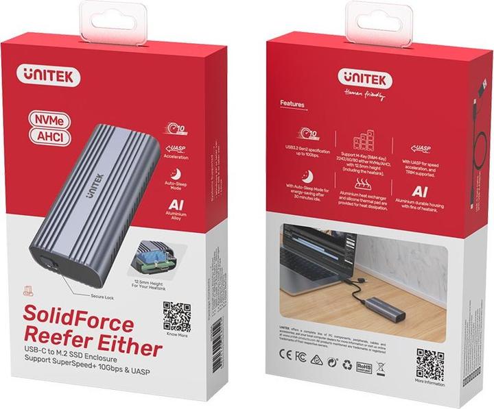 Actual product image Unitek OBUDOWA NA DYSK M.2, PCIE, NVME/SATA 10GBPS (M.2)