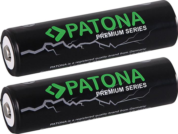 Patona 2er Set Hochwertiger 18650 Li-Ion Akku 3,7V mit 3350 mAh Kapazität, Hightop Button Top Zelle (2 pcs., 18650, 3350 mAh)