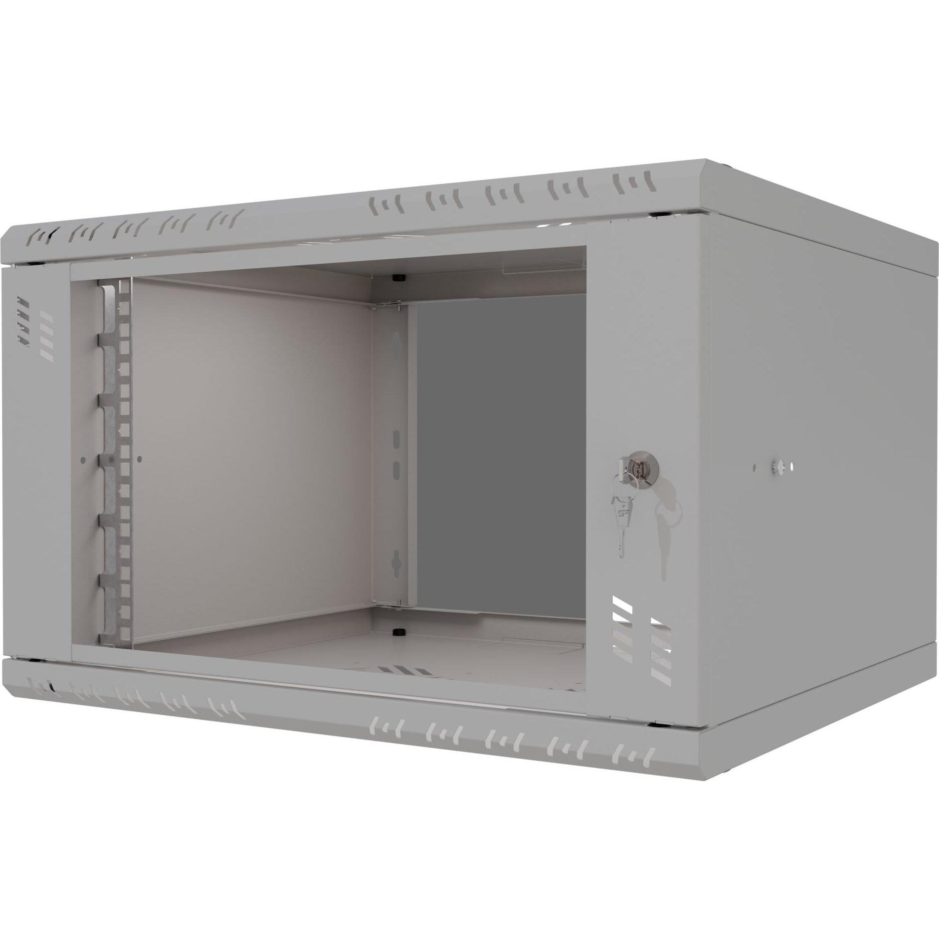 Stalflex Rack Cabinet 19" 6U, 450mm, Glass Door, Grey S-RC19-6U-450GG (10.86 HE, Rack da 19 pollici), Armadio rack, Grigio
