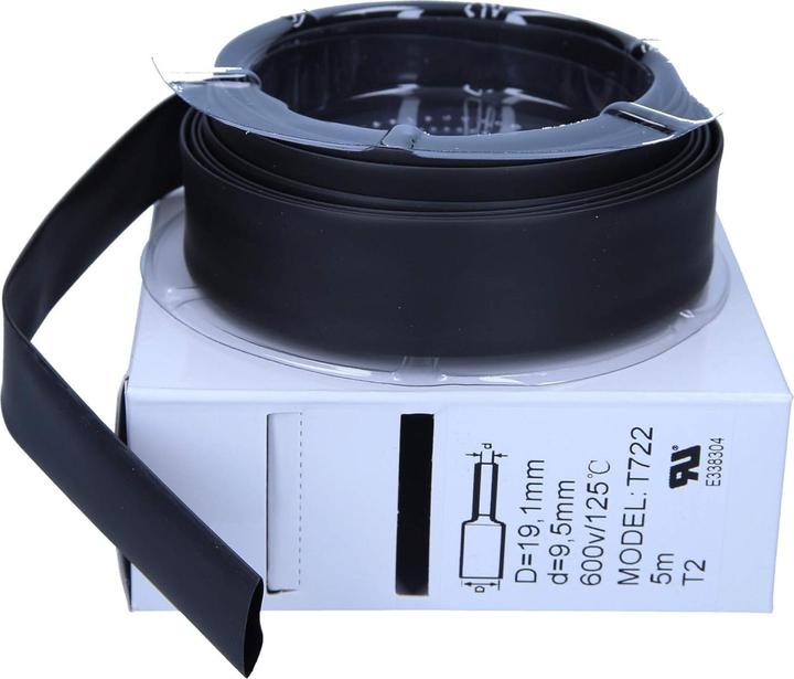 Actual product image Kalitec 5m black heat-shrink tubing from 19.1mm to 9.5mm I 2:1 I Industrial quality from a German dealer (1 x)